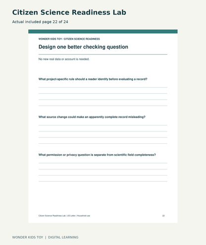 Citizen Science Readiness Lab: actual included PDF page22 of 24