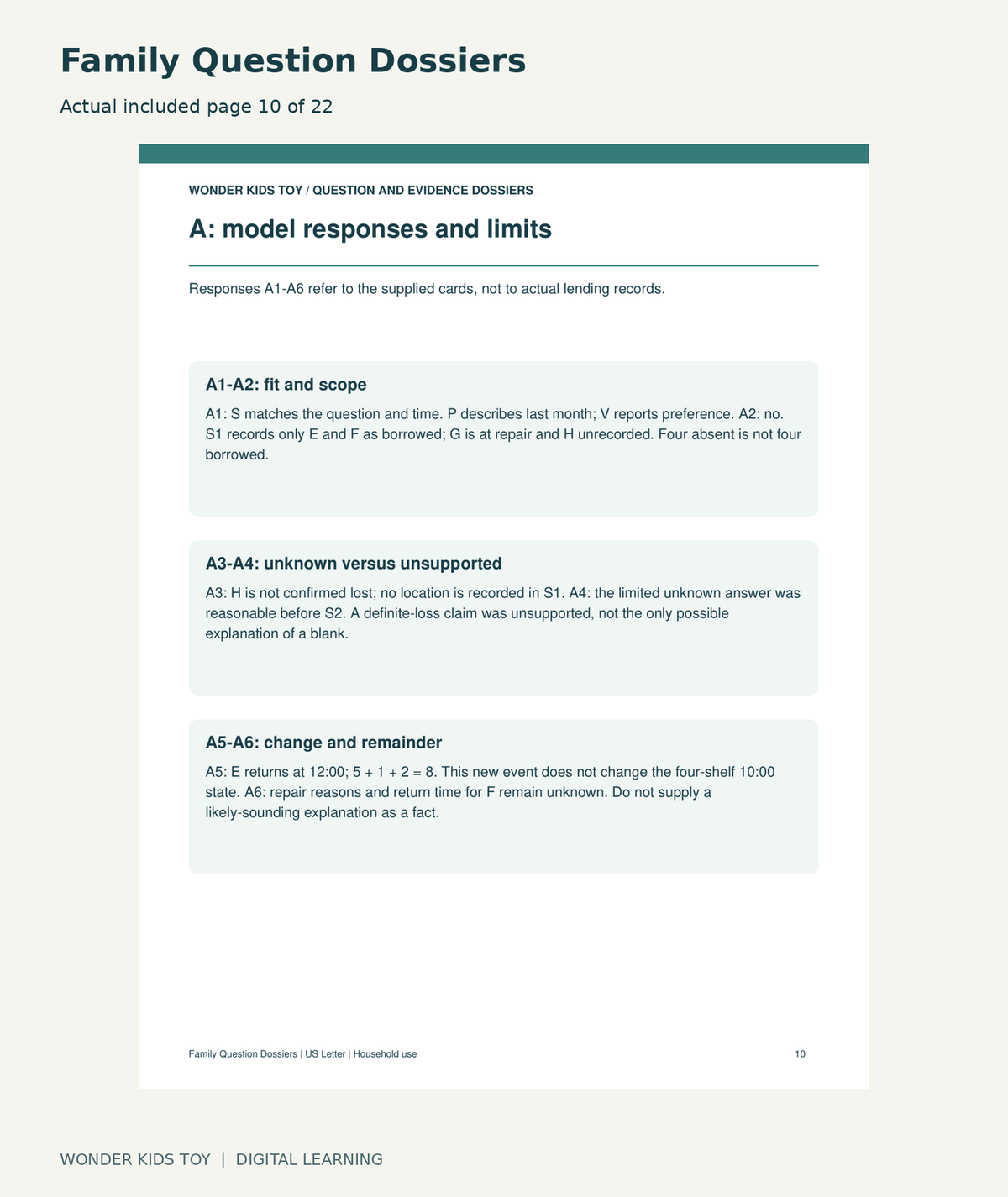 Family Question Dossiers: actual included PDF page10 of 22