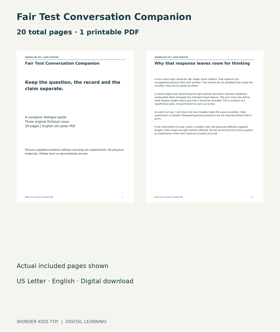 Fair Test Conversation Companion: actual included PDF cover and page6, 20 total pages