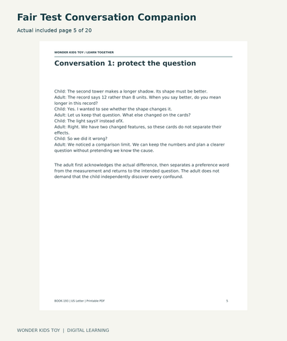 Fair Test Conversation Companion: actual included PDF page5 of 20