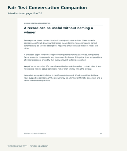 Fair Test Conversation Companion: actual included PDF page10 of 20