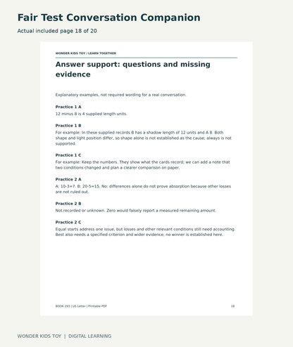 Fair Test Conversation Companion: actual included PDF page18 of 20