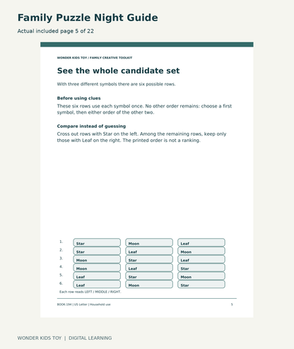 Family Puzzle Night Guide: actual included PDF page5 of 22