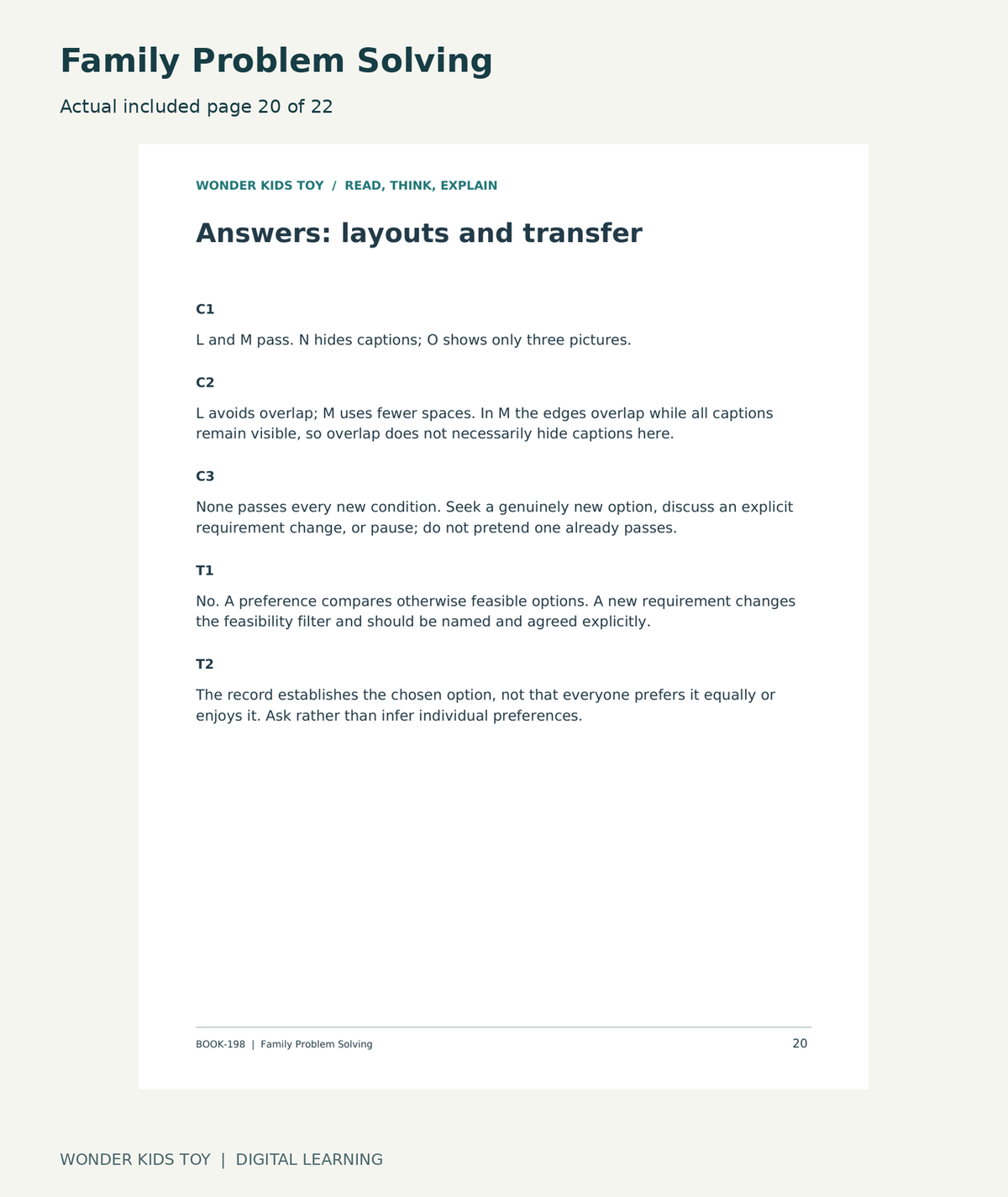Family Problem Solving: actual included PDF page20 of 22