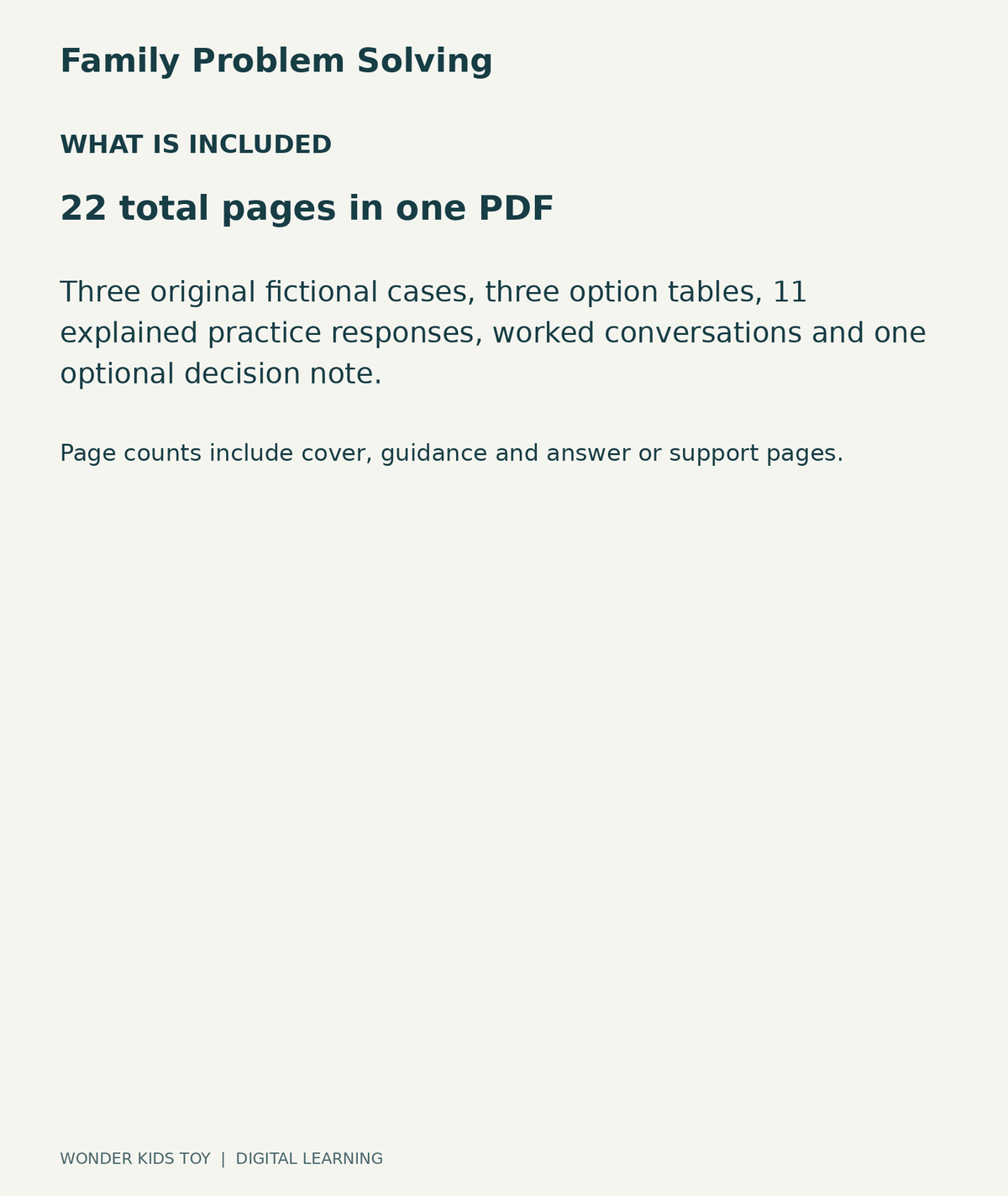 Family Problem Solving: contents overview, one PDF with 22 total pages