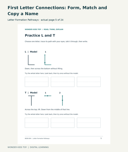 First Letter Connections: Form, Match and Copy a Name: Letter Formation Pathways actual included page 5