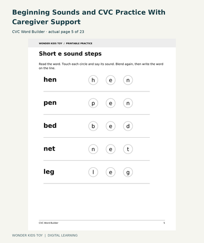 Beginning Sounds and CVC Practice With Caregiver Support: CVC Word Builder actual included page 5