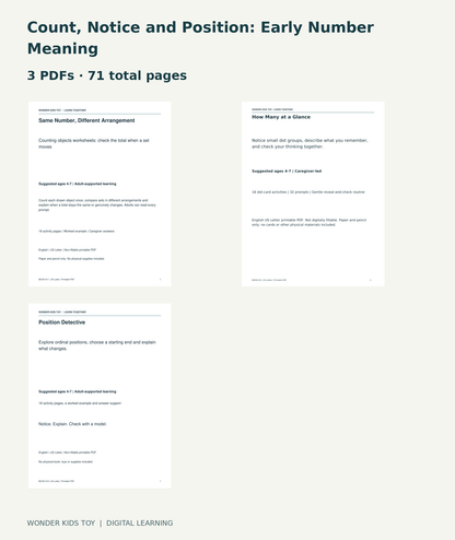 Count, Notice and Position: Early Number Meaning: actual included PDF covers