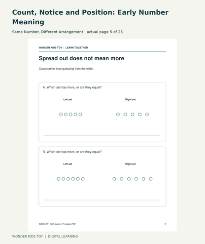 Count, Notice and Position: Early Number Meaning: Same Number, Different Arrangement actual included page 5