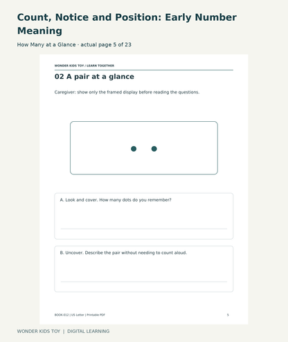 Count, Notice and Position: Early Number Meaning: How Many at a Glance actual included page 5