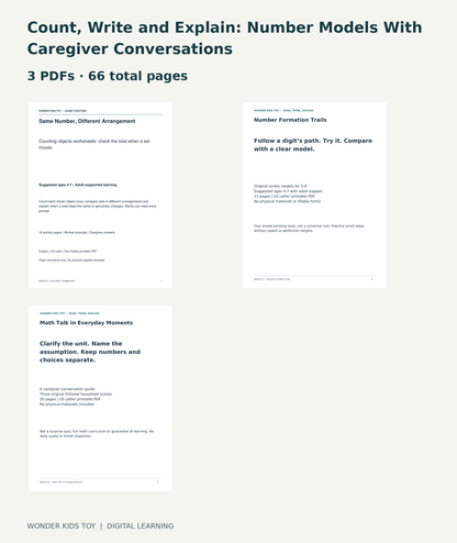 Count, Write and Explain: Number Models With Caregiver Conversations: actual included PDF covers
