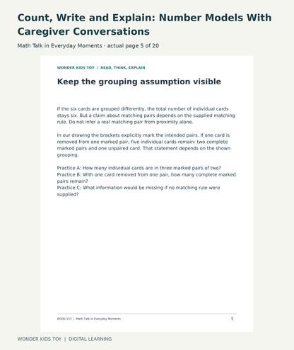 Count, Write and Explain: Number Models With Caregiver Conversations: Math Talk in Everyday Moments actual included page 5