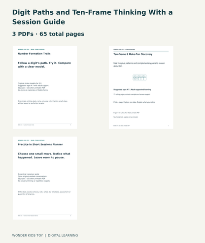 Digit Paths and Ten-Frame Thinking With a Session Guide: actual included PDF covers