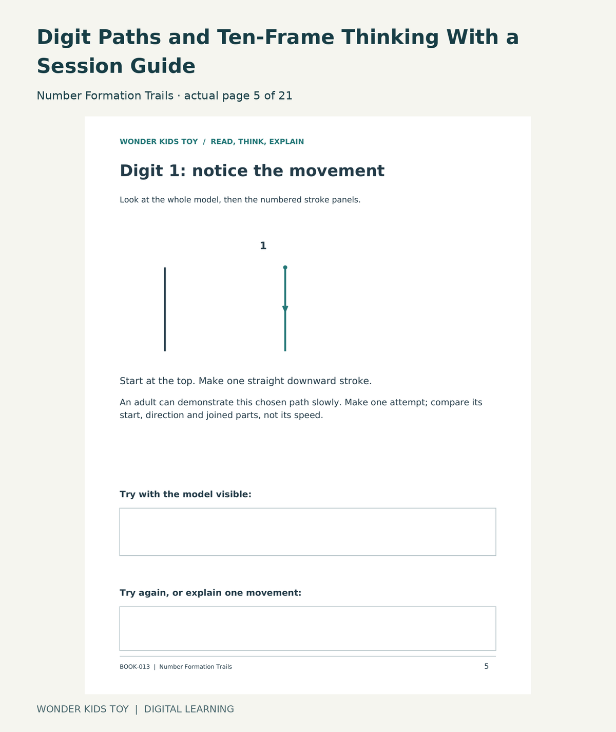 Digit Paths and Ten-Frame Thinking With a Session Guide: Number Formation Trails actual included page 5