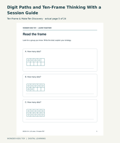 Digit Paths and Ten-Frame Thinking With a Session Guide: Ten-Frame & Make-Ten Discovery actual included page 5