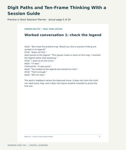 Digit Paths and Ten-Frame Thinking With a Session Guide: Practice in Short Sessions Planner actual included page 5