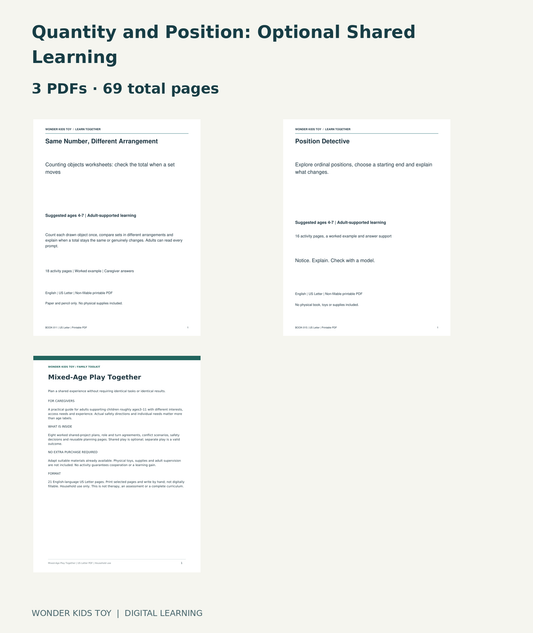 Quantity and Position: Optional Shared Learning: actual included PDF covers