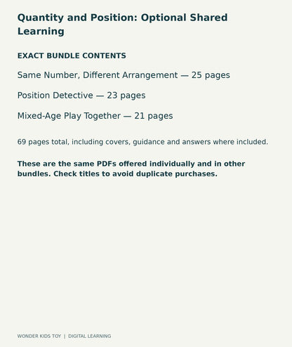 Quantity and Position: Optional Shared Learning: exact contents, 3 PDFs and 69 total pages