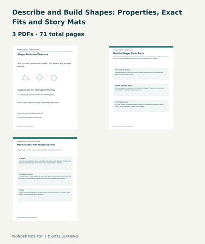 Describe and Build Shapes: Properties, Exact Fits and Story Mats: actual included PDF covers