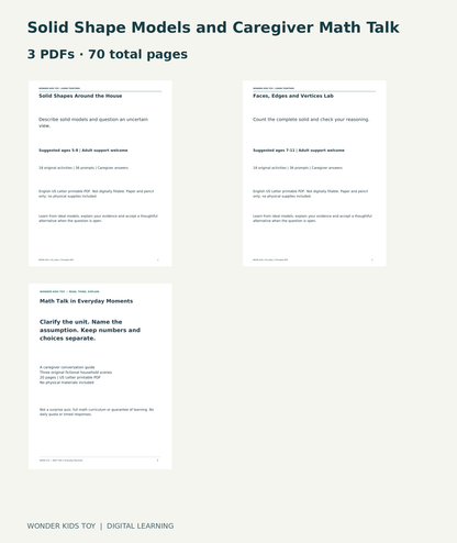 Solid Shape Models and Caregiver Math Talk: actual included PDF covers