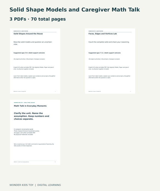 Solid Shape Models and Caregiver Math Talk: actual included PDF covers