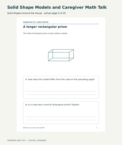 Solid Shape Models and Caregiver Math Talk: Solid Shapes Around the House actual included page 5