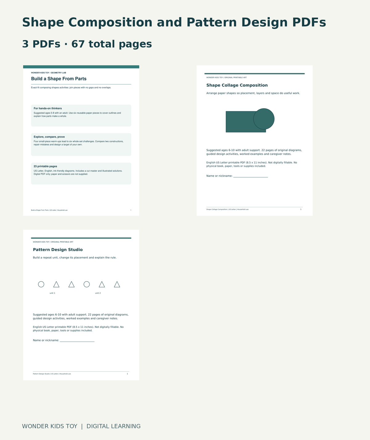 Shape Composition and Pattern Design PDFs: actual included PDF covers