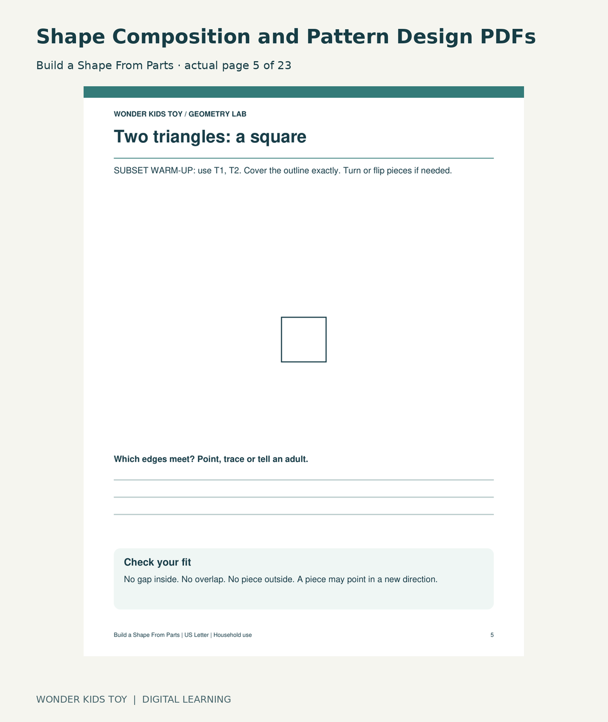 Shape Composition and Pattern Design PDFs: Build a Shape From Parts actual included page 5