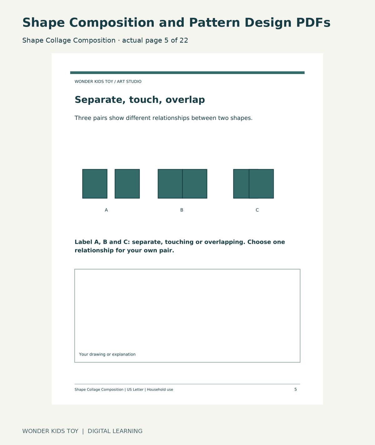Shape Composition and Pattern Design PDFs: Shape Collage Composition actual included page 5