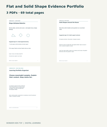 Flat and Solid Shape Evidence Portfolio: actual included PDF covers