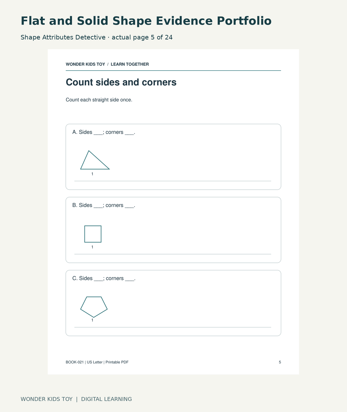 Flat and Solid Shape Evidence Portfolio: Shape Attributes Detective actual included page 5