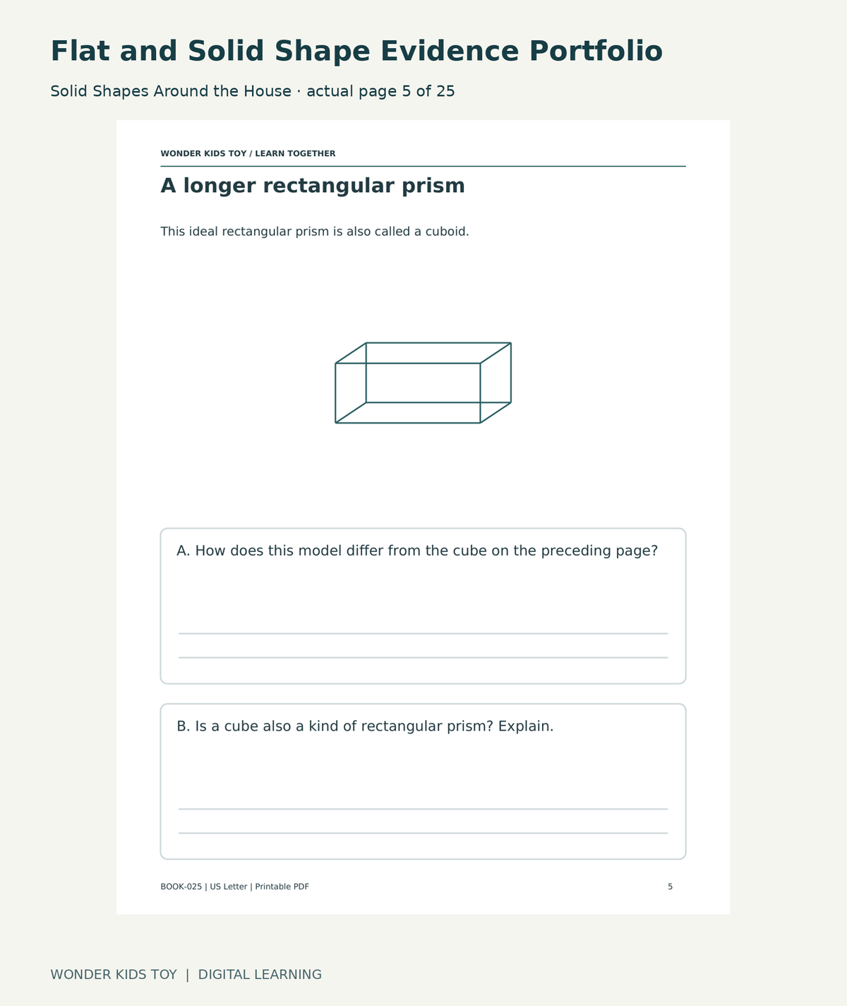 Flat and Solid Shape Evidence Portfolio: Solid Shapes Around the House actual included page 5