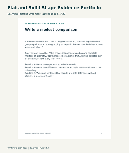Flat and Solid Shape Evidence Portfolio: Learning Portfolio Organizer actual included page 5