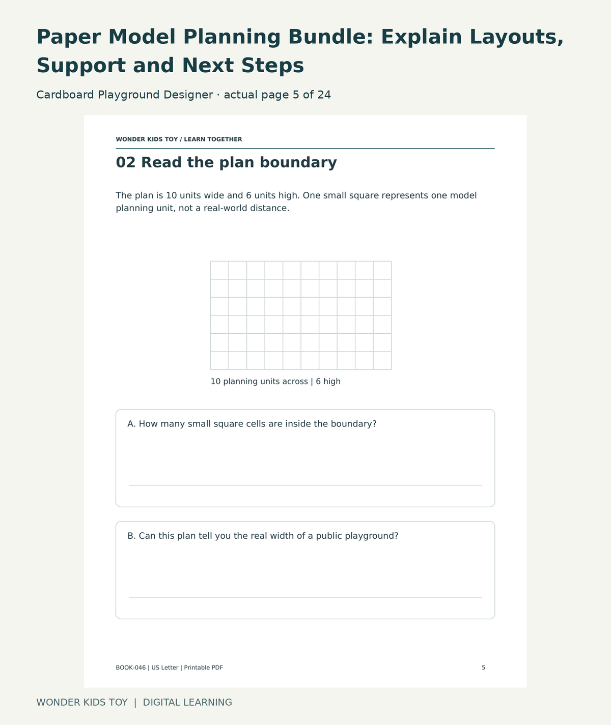 Paper Model Planning Bundle: Explain Layouts, Support and Next Steps: Cardboard Playground Designer actual included page 5