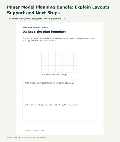 Paper Model Planning Bundle: Explain Layouts, Support and Next Steps: Cardboard Playground Designer actual included page 5