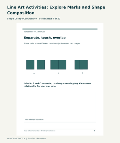 Line Art Activities: Explore Marks and Shape Composition: Shape Collage Composition actual included page 5