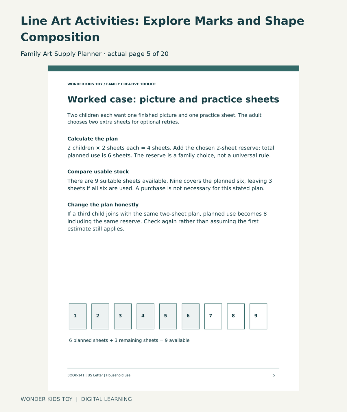 Line Art Activities: Explore Marks and Shape Composition: Family Art Supply Planner actual included page 5