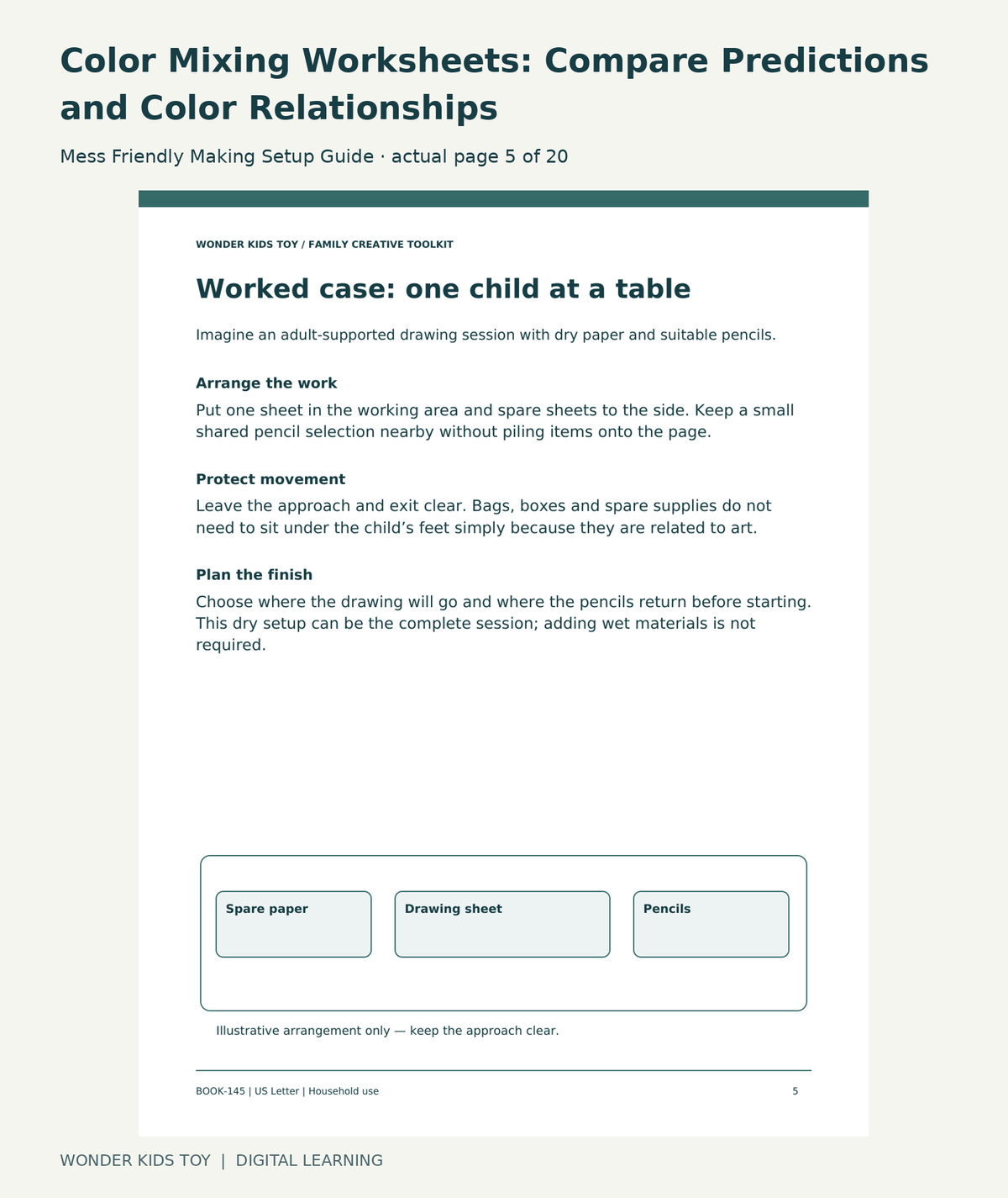 Color Mixing Worksheets: Compare Predictions and Color Relationships: Mess Friendly Making Setup Guide actual included page 5