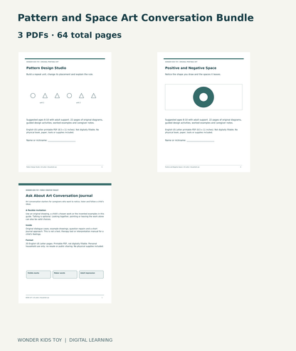 Pattern and Space Art Conversation Bundle: actual included PDF covers