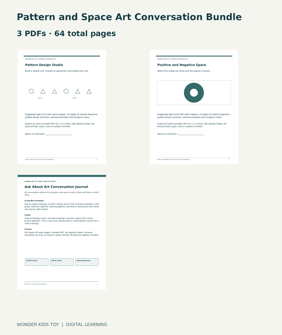 Pattern and Space Art Conversation Bundle: actual included PDF covers