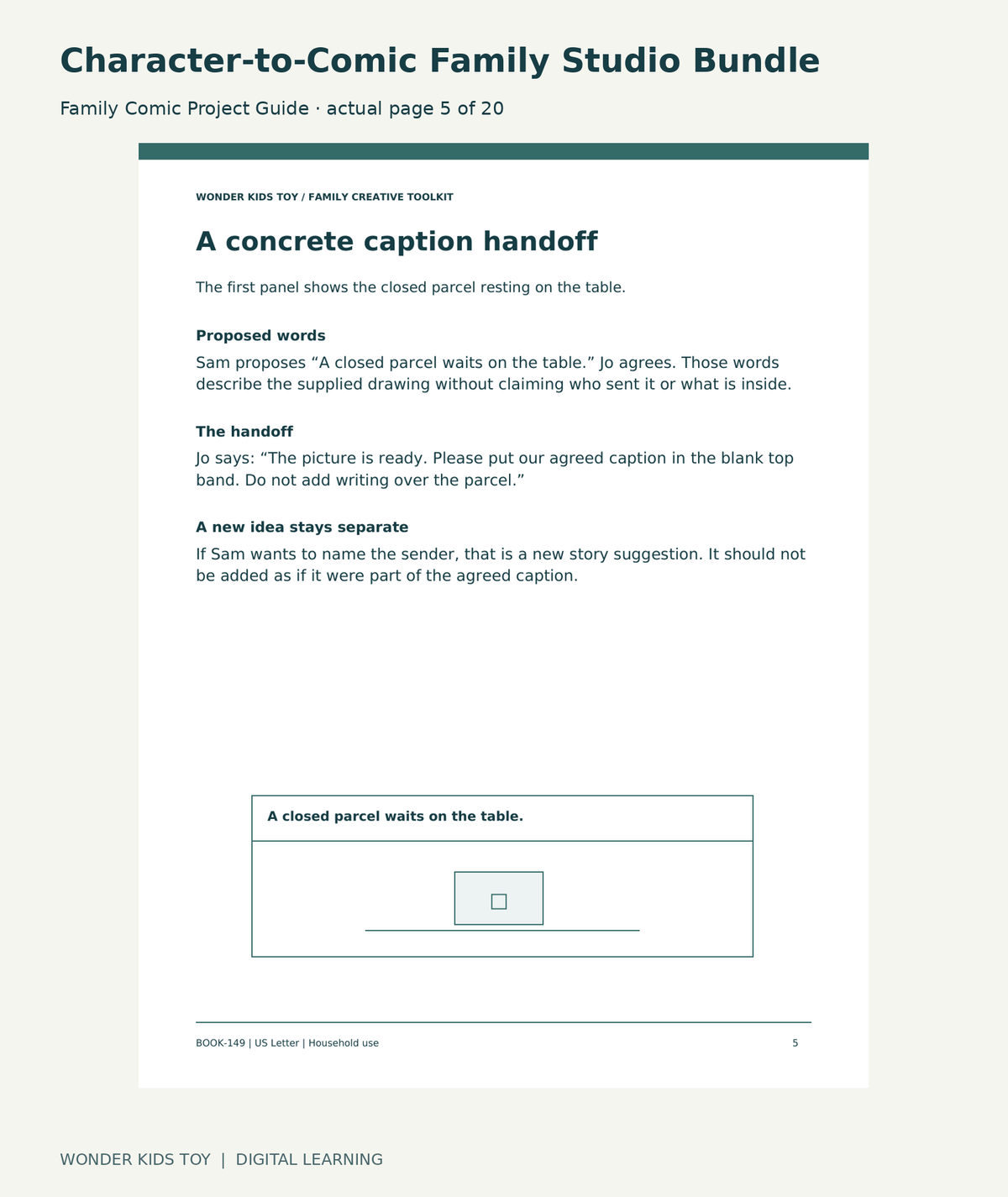 Character-to-Comic Family Studio Bundle: Family Comic Project Guide actual included page 5