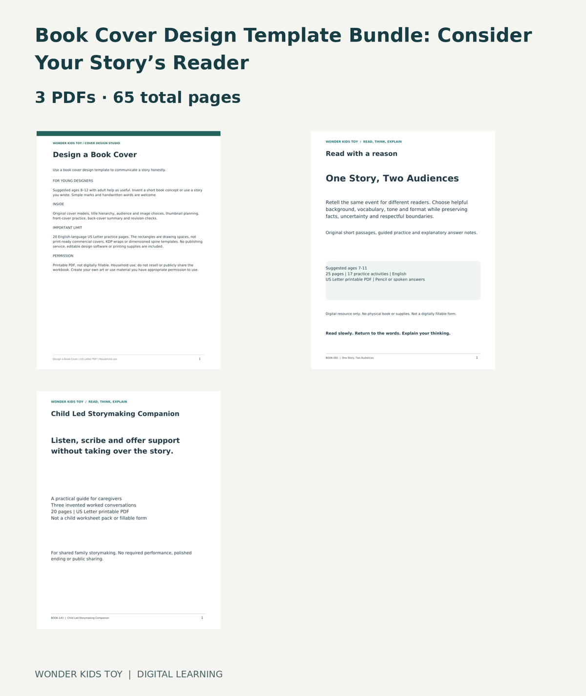 Book Cover Design Template Bundle: Consider Your Story’s Reader: actual included PDF covers