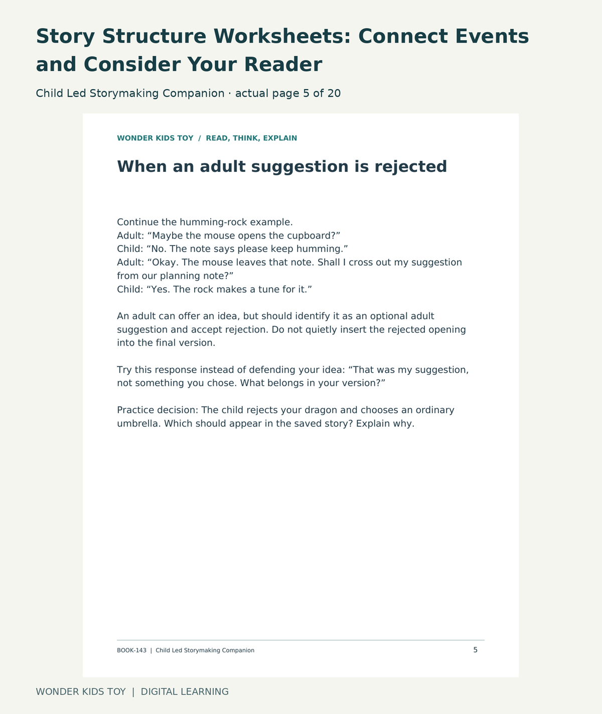 Story Structure Worksheets: Connect Events and Consider Your Reader: Child Led Storymaking Companion actual included page 5