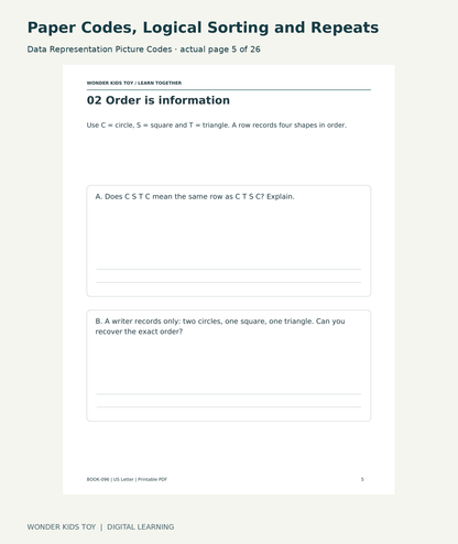 Paper Codes, Logical Sorting and Repeats: Data Representation Picture Codes actual included page 5