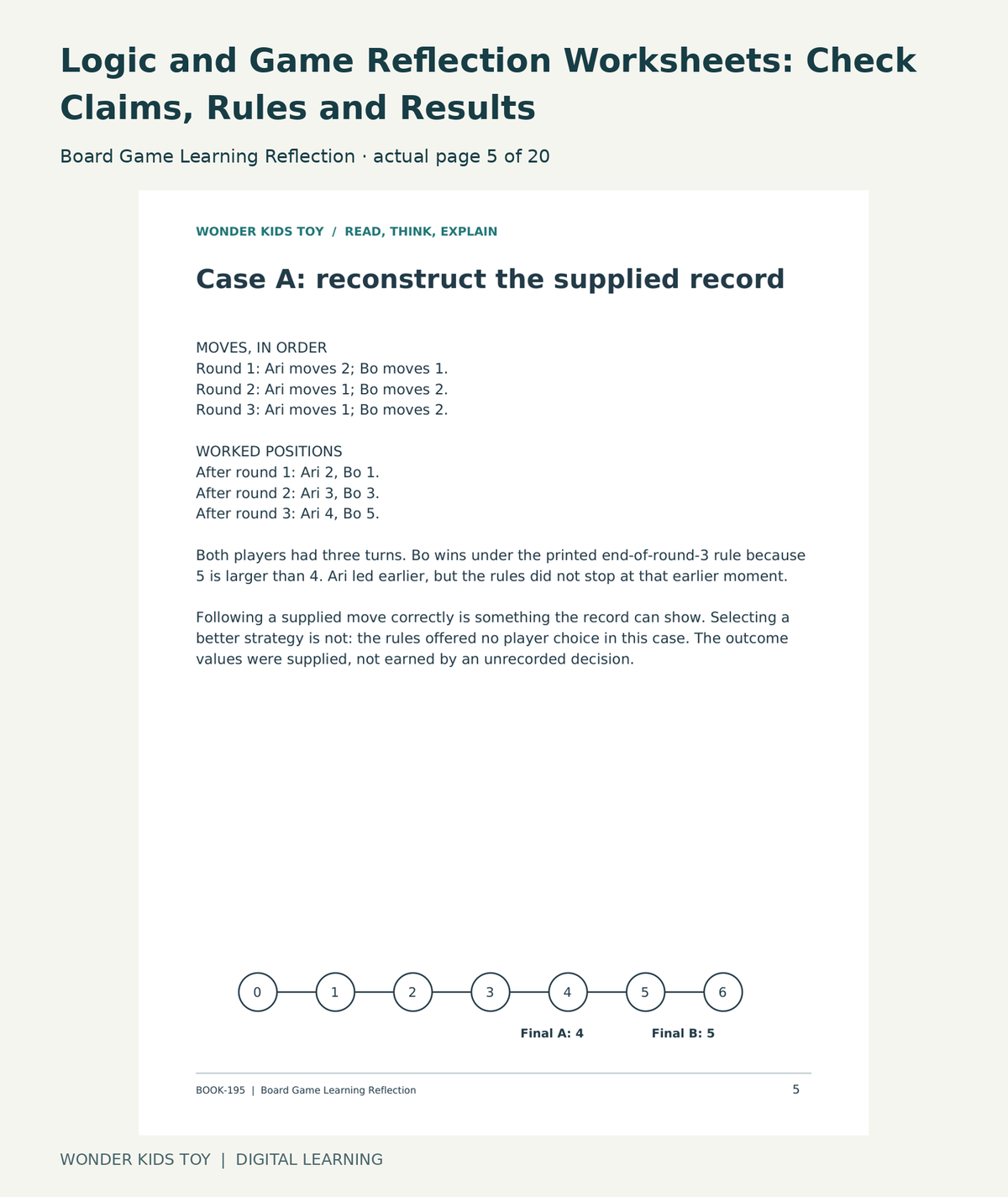 Logic and Game Reflection Worksheets: Check Claims, Rules and Results: Board Game Learning Reflection actual included page 5