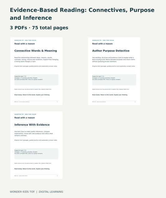 Evidence-Based Reading: Connectives, Purpose and Inference: actual included PDF covers