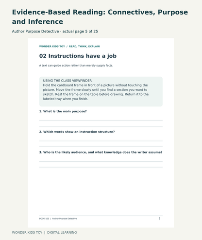 Evidence-Based Reading: Connectives, Purpose and Inference: Author Purpose Detective actual included page 5