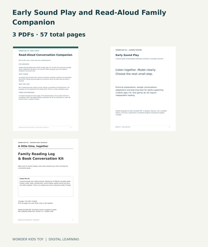 Early Sound Play and Read-Aloud Family Companion: actual included PDF covers