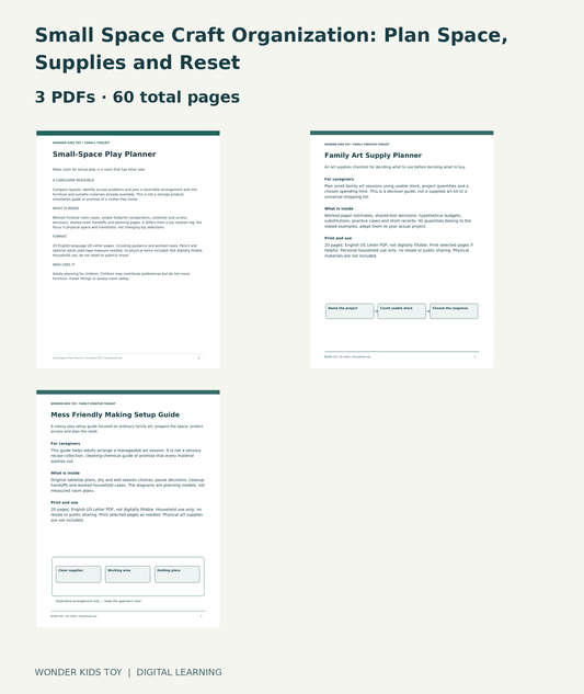 Small Space Craft Organization: Plan Space, Supplies and Reset: actual included PDF covers
