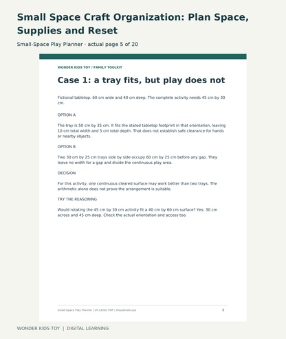 Small Space Craft Organization: Plan Space, Supplies and Reset: Small-Space Play Planner actual included page 5